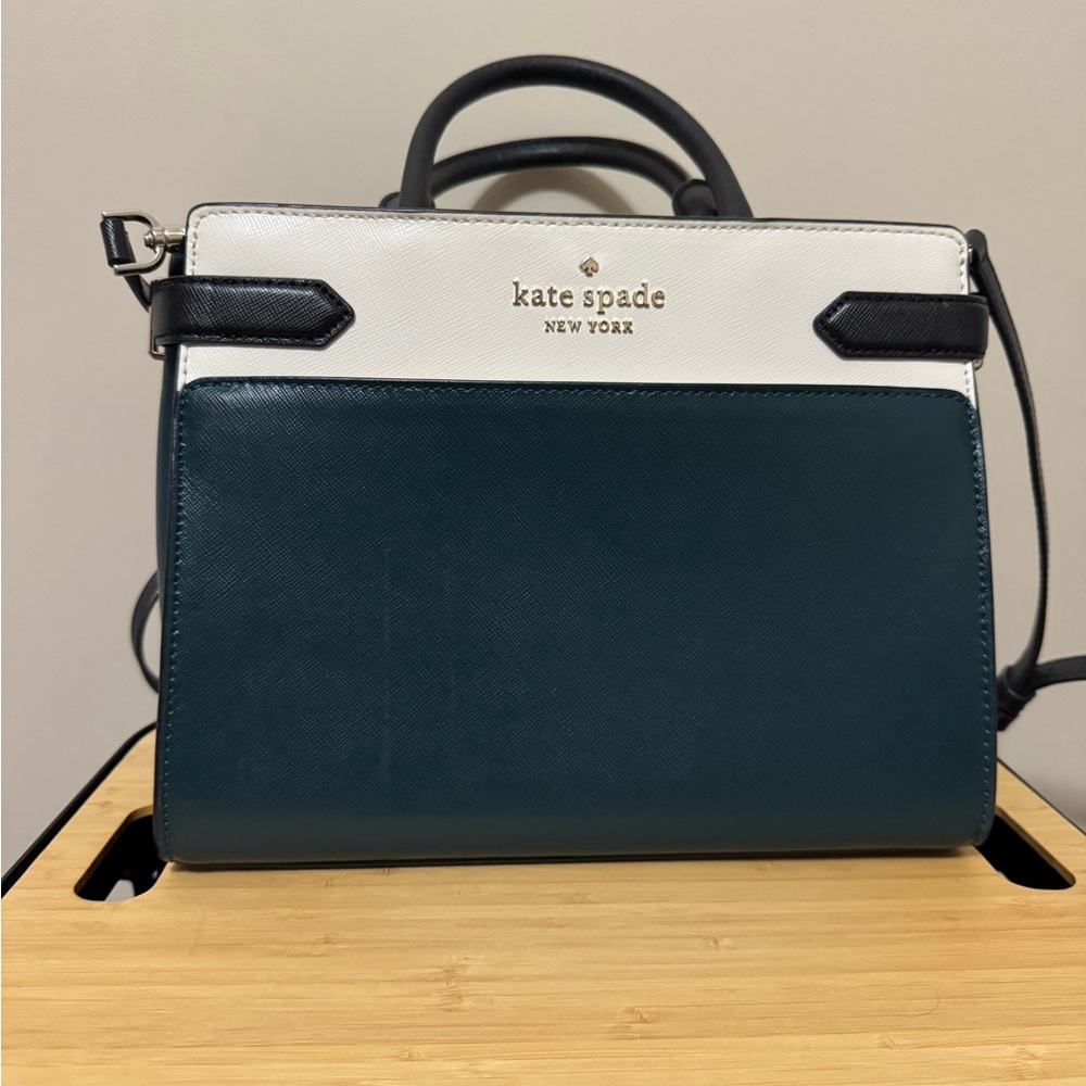 Kate Spade Staci Medium Top Zip Satchel Crossbody in Peacock Sapphire